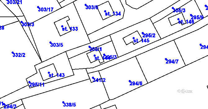 Parcela st. 295/3 v KÚ Bílichov, Katastrální mapa