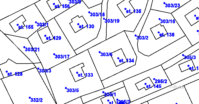 Parcela st. 303/6 v KÚ Bílichov, Katastrální mapa