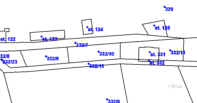 Parcela st. 332/10 v KÚ Bílichov, Katastrální mapa