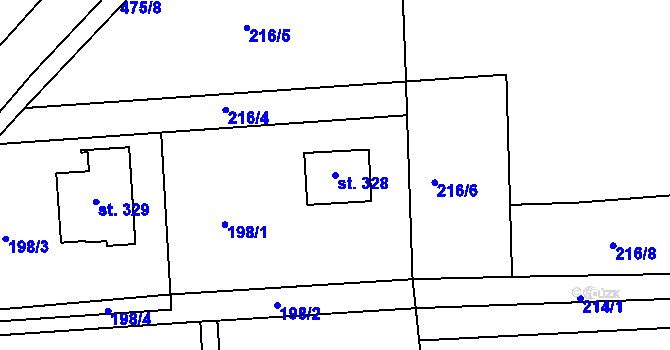 Parcela st. 328 v KÚ Bílichov, Katastrální mapa