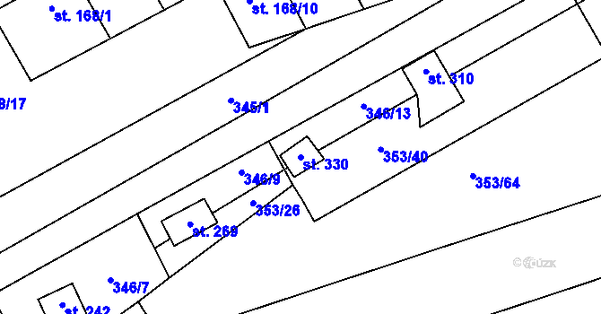 Parcela st. 330 v KÚ Bílichov, Katastrální mapa