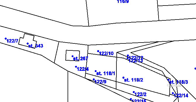 Parcela st. 122/10 v KÚ Bílichov, Katastrální mapa