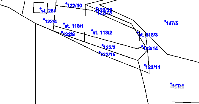 Parcela st. 122/15 v KÚ Bílichov, Katastrální mapa
