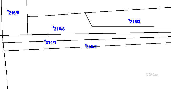 Parcela st. 245/2 v KÚ Bílichov, Katastrální mapa