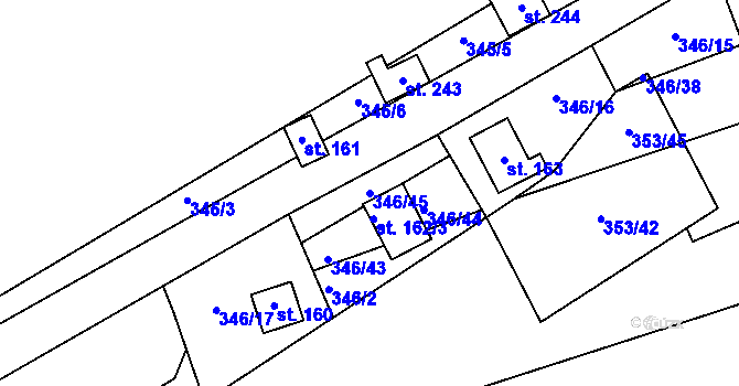 Parcela st. 346/45 v KÚ Bílichov, Katastrální mapa