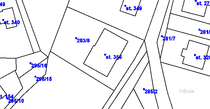 Parcela st. 358 v KÚ Bílichov, Katastrální mapa
