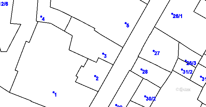 Parcela st. 3 v KÚ Bílina, Katastrální mapa