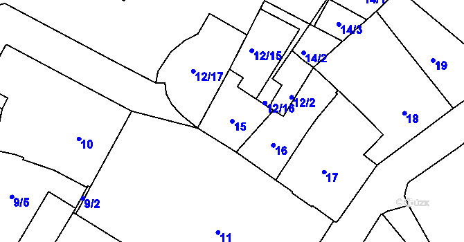 Parcela st. 15 v KÚ Bílina, Katastrální mapa