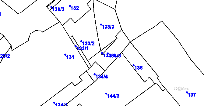 Parcela st. 133/4 v KÚ Bílina, Katastrální mapa