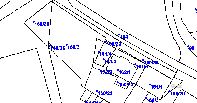 Parcela st. 161/4 v KÚ Bílina, Katastrální mapa