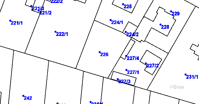 Parcela st. 226 v KÚ Bílina, Katastrální mapa