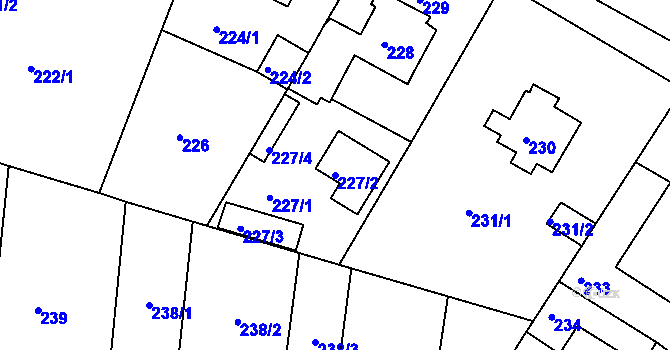 Parcela st. 227/2 v KÚ Bílina, Katastrální mapa