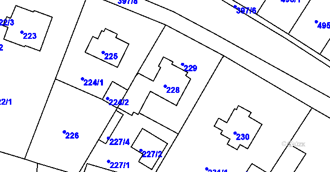 Parcela st. 228 v KÚ Bílina, Katastrální mapa