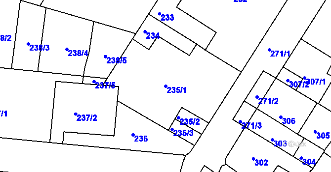 Parcela st. 235/1 v KÚ Bílina, Katastrální mapa