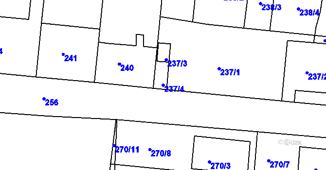 Parcela st. 237/4 v KÚ Bílina, Katastrální mapa