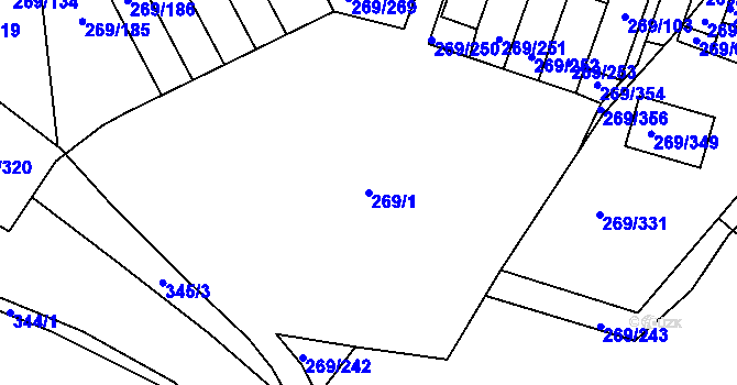 Parcela st. 269/1 v KÚ Bílina, Katastrální mapa