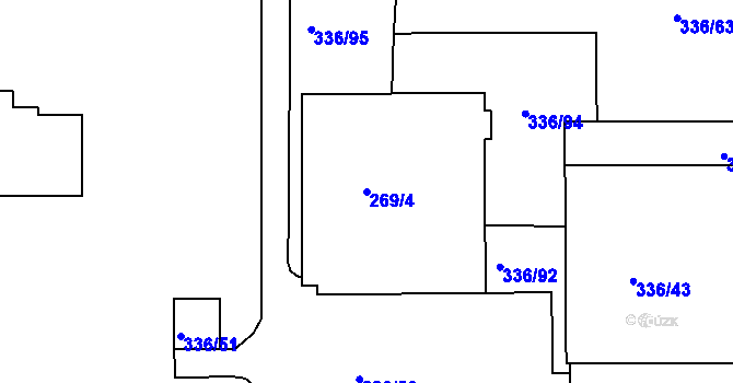 Parcela st. 269/4 v KÚ Bílina, Katastrální mapa