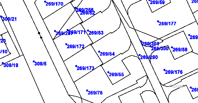 Parcela st. 269/54 v KÚ Bílina, Katastrální mapa