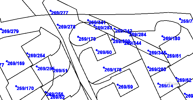 Parcela st. 269/60 v KÚ Bílina, Katastrální mapa