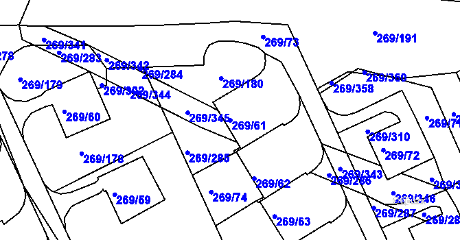 Parcela st. 269/61 v KÚ Bílina, Katastrální mapa