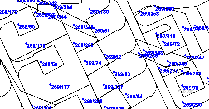 Parcela st. 269/62 v KÚ Bílina, Katastrální mapa