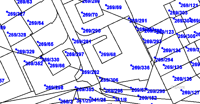 Parcela st. 269/68 v KÚ Bílina, Katastrální mapa