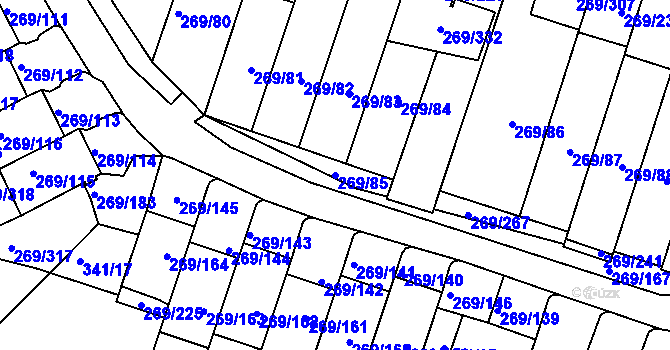 Parcela st. 269/85 v KÚ Bílina, Katastrální mapa