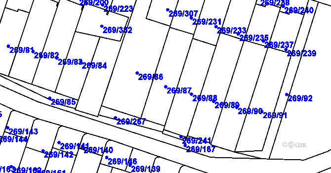 Parcela st. 269/87 v KÚ Bílina, Katastrální mapa