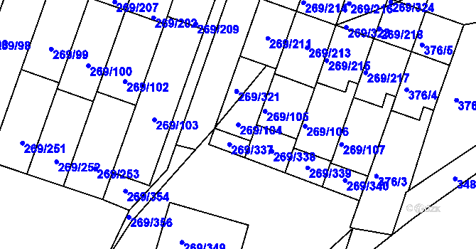 Parcela st. 269/104 v KÚ Bílina, Katastrální mapa