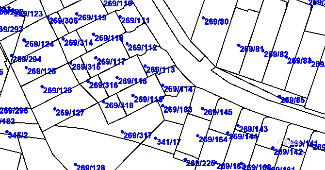 Parcela st. 269/114 v KÚ Bílina, Katastrální mapa
