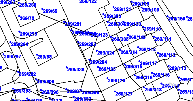 Parcela st. 269/124 v KÚ Bílina, Katastrální mapa
