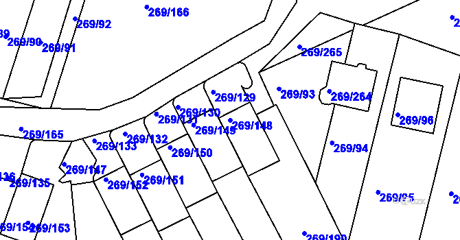 Parcela st. 269/148 v KÚ Bílina, Katastrální mapa
