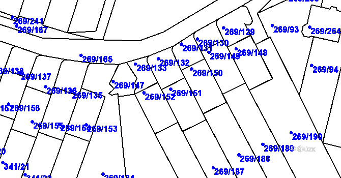 Parcela st. 269/151 v KÚ Bílina, Katastrální mapa