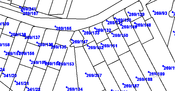 Parcela st. 269/152 v KÚ Bílina, Katastrální mapa