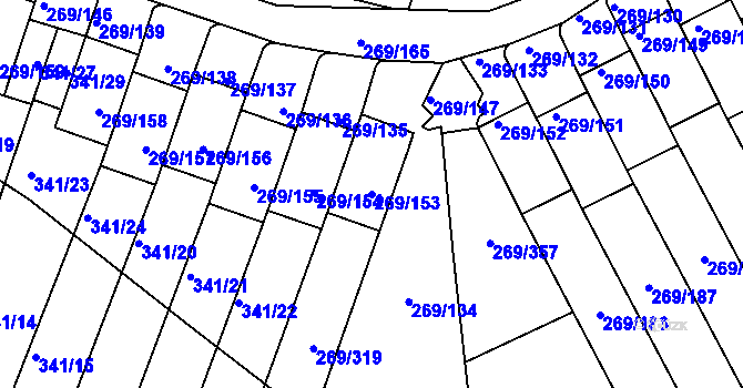 Parcela st. 269/153 v KÚ Bílina, Katastrální mapa