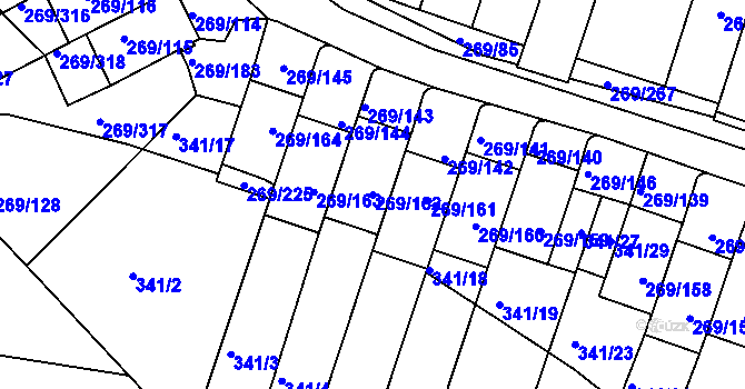 Parcela st. 269/162 v KÚ Bílina, Katastrální mapa