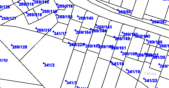 Parcela st. 269/163 v KÚ Bílina, Katastrální mapa