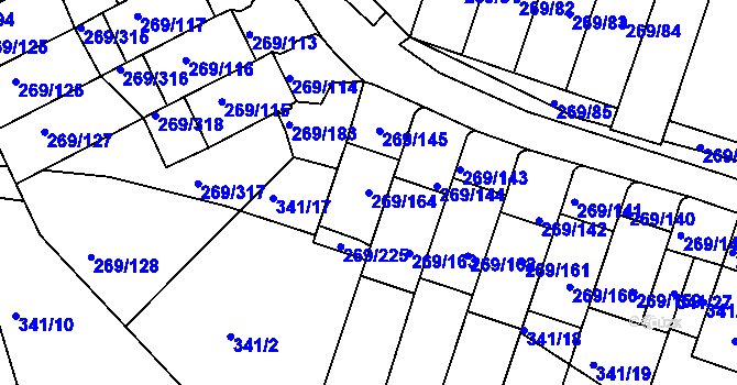 Parcela st. 269/164 v KÚ Bílina, Katastrální mapa