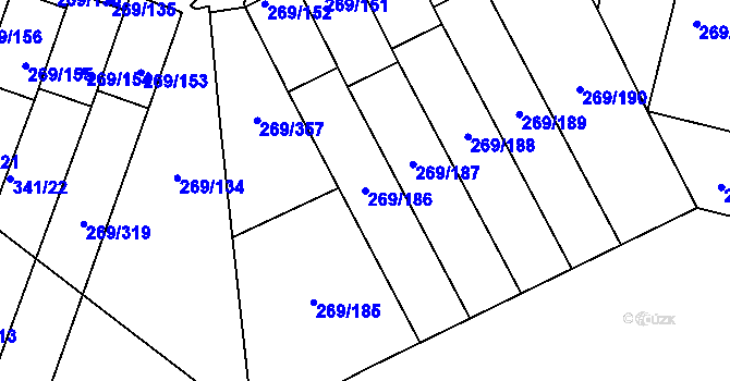 Parcela st. 269/186 v KÚ Bílina, Katastrální mapa