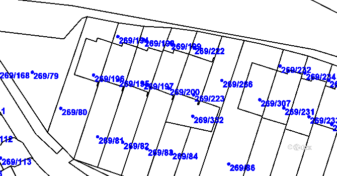 Parcela st. 269/200 v KÚ Bílina, Katastrální mapa