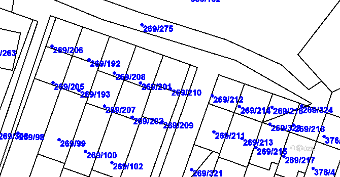 Parcela st. 269/210 v KÚ Bílina, Katastrální mapa