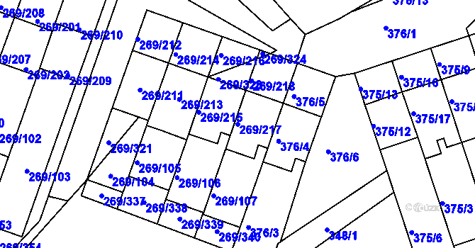 Parcela st. 269/217 v KÚ Bílina, Katastrální mapa