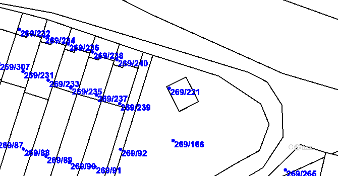 Parcela st. 269/221 v KÚ Bílina, Katastrální mapa