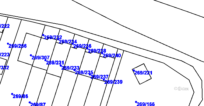Parcela st. 269/240 v KÚ Bílina, Katastrální mapa