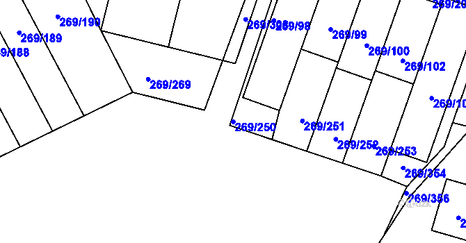 Parcela st. 269/250 v KÚ Bílina, Katastrální mapa