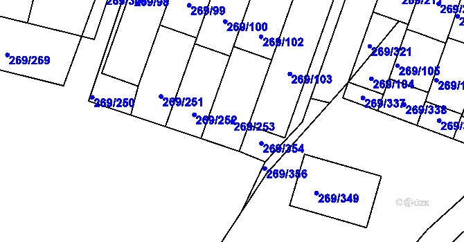 Parcela st. 269/253 v KÚ Bílina, Katastrální mapa