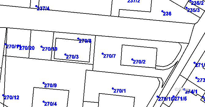 Parcela st. 270/7 v KÚ Bílina, Katastrální mapa