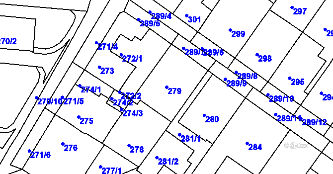 Parcela st. 279 v KÚ Bílina, Katastrální mapa