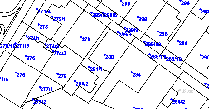 Parcela st. 280 v KÚ Bílina, Katastrální mapa