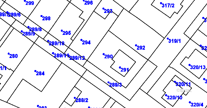 Parcela st. 290 v KÚ Bílina, Katastrální mapa